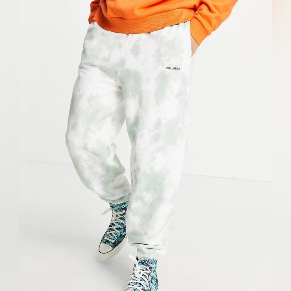 COLLUSION oversized coordinating sweatpants in green tie dye